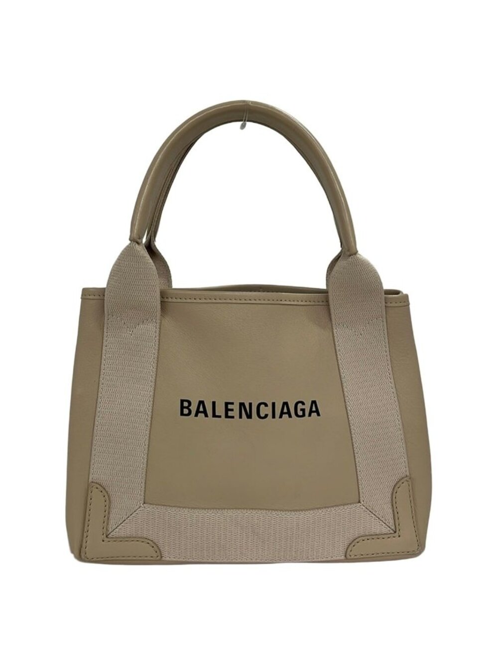 Balenciaga Tote Navy Cabas XS Beige Leather
